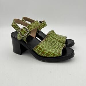 Free Lance Paris Green Snake Print Heels Women's 39 Strappy Sandals Y2K